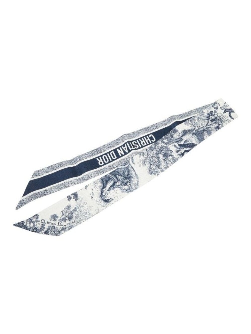 Dior Toile de Jouy Sauvage Silk Twill Mitzah Scarf Twilly Navy Ivory
